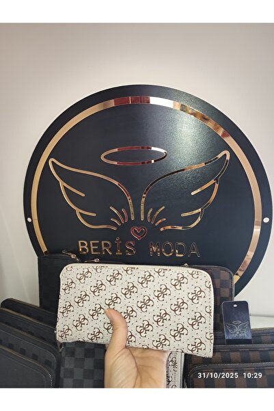 berismoda Kadın Genç Vızör Monogram Desenli Modern Cüzdan