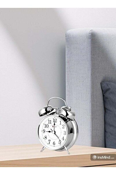DLC Table Shelf Classic Alarm Clock With Mechanical Ringer DLC-32904 Silver