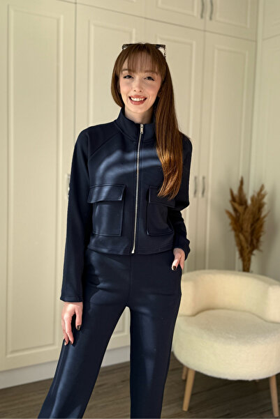 Dilay Gökoğlu Butik Zippered Crop Premium Modal Fabric Set with Pockets