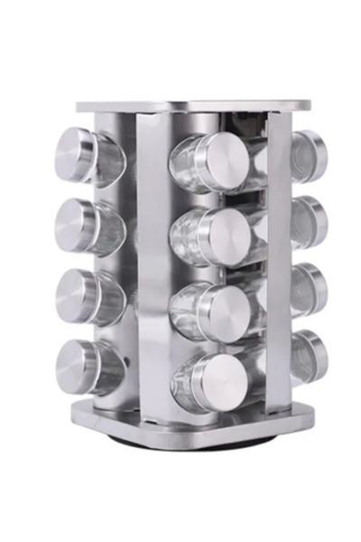 BASE Set of 16 Alimar spice containers with stainless steel rotating stand