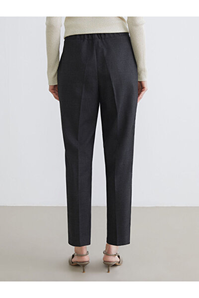 LC Waikiki Antrasit Beli Lastikli Ekose Kadın Pantolon