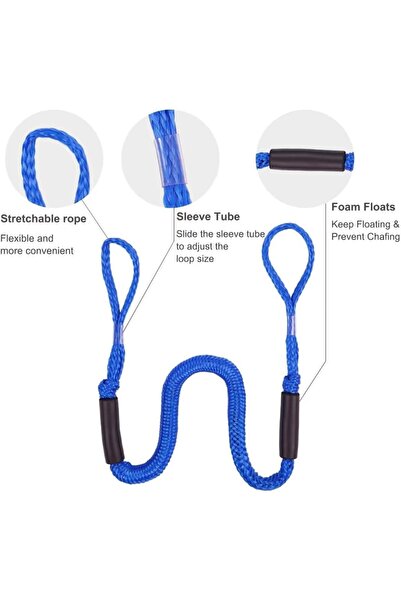 Onuvio Set of 2 bungee cords 1.2–2.1 m with marine loop – extendable mooring for boat and pontoon - Blue