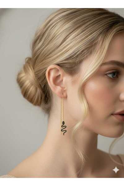 Papatya Silver 925 Ayar sallantılı yılan küpe.rose.gold.rodaj