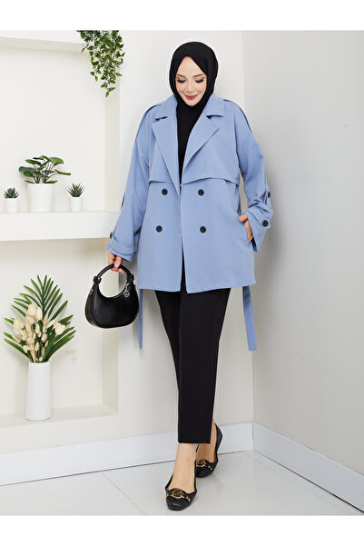 RACE FASHİON Button Detailed Belted Oversized Trench Coat Rc853107