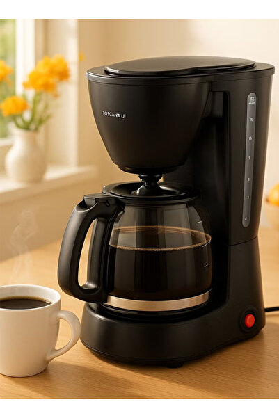TOSCANA U Coffee maker, 0.75 liter capacity, 650 watts, 6 cups capacity with removable and reusable filter.