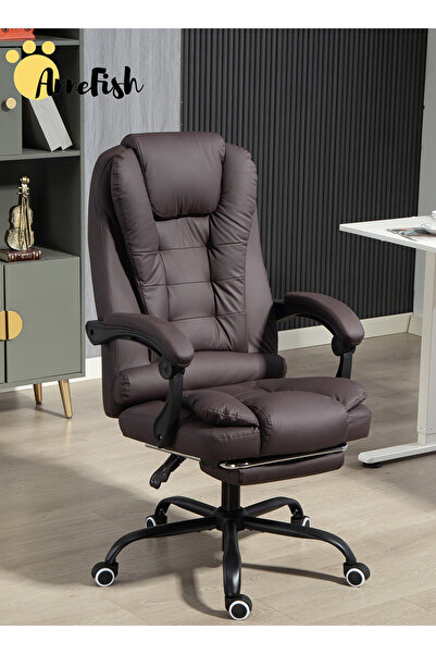 AnneFish كرسي مكتب مريح مصنوع من جلد البولي يوريثان مع مسند ظهر مرتفع وارتفاع...