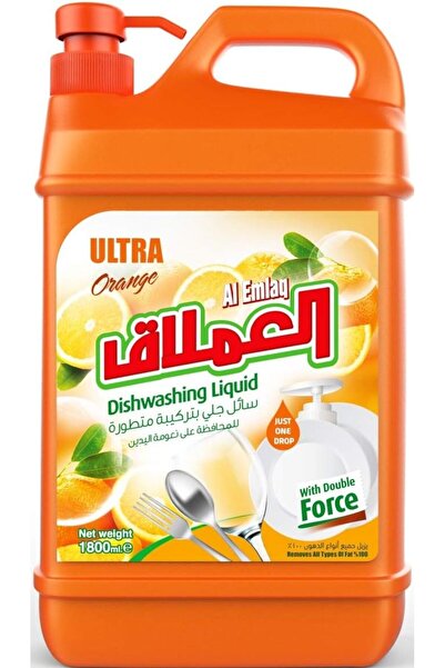 Al Emlaq غسول الأطباق ألترا، 1800 مل - قطعتين، برتقالي