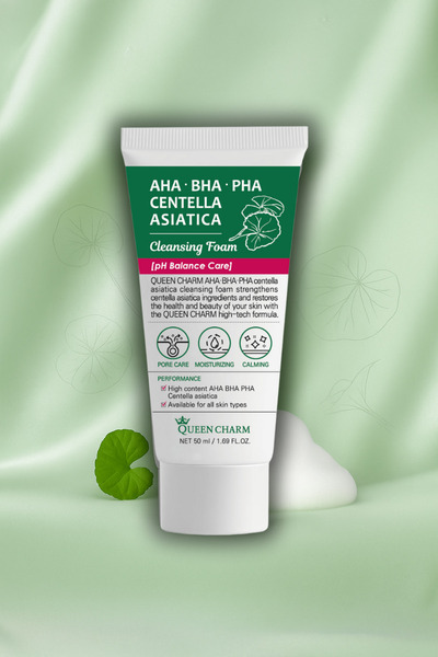 QUEEN CHARM رغوة تنظيف المسام العميقة AHA BHA PHA - مضادة لحب الشباب ومجدد لل...