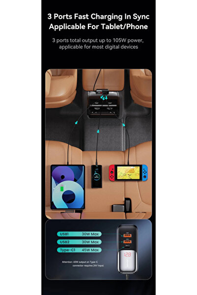 Usams Digital display ports, fast car charger with cable