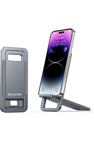 MEGACOM حامل هاتف محمول قابل للطي من الألومنيوم قابل للتعديل، حامل مكتب رفيع ...
