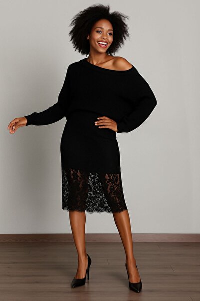 DEEP BEACH High Waist Lace Lined Midi Skirt