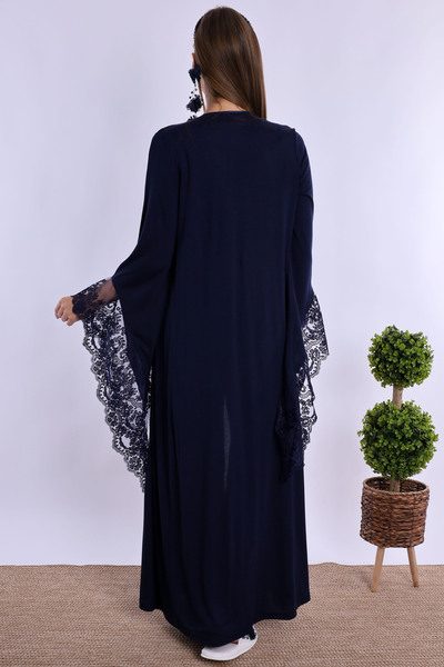ByLohusa Effortt Navy Blue Maternity Pajama Set with Dressing Gown