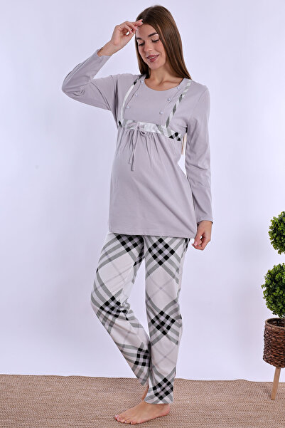 ByLohusa Effortt Gray 100% Cotton Maternity Pajama Set