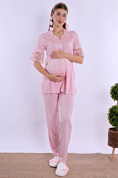 ByLohusa Effortt Pink Dressing Gown Maternity Pajama Set