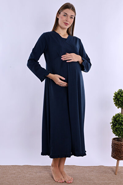 ByLohusa Effortt Navy Blue Pregnant and Postpartum Nightgown