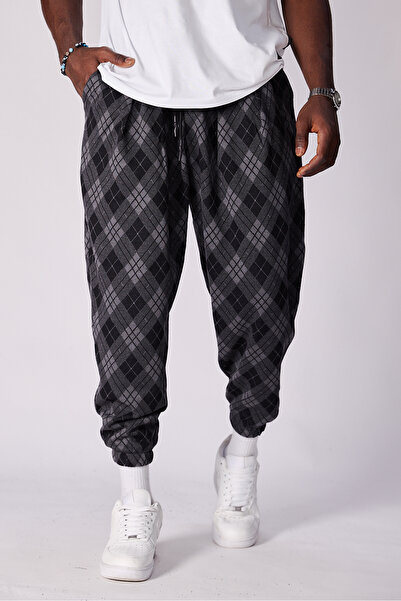 Superbluemexico Unisex Jacquard Patterned Pleated Baggy Trousers