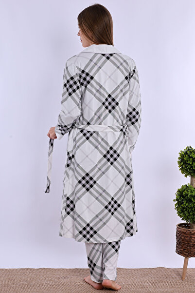 ByLohusa Effortt Gray 100% Cotton Maternity Pajama Set with Dressing Gown