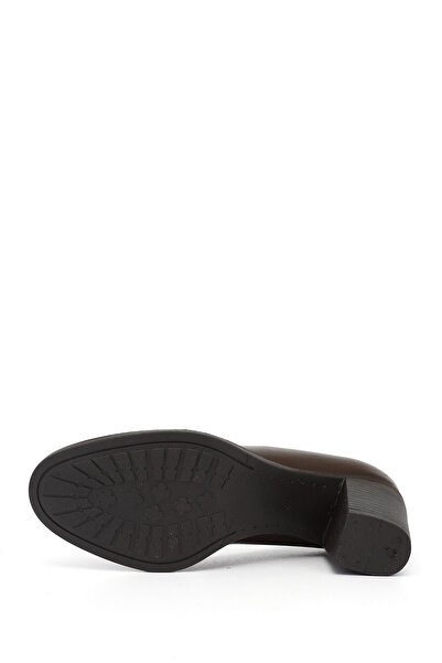 GÖNDERİ(R) Women/Girls Brown Antique Medium Thick Heeled Genuine Leather Shoes