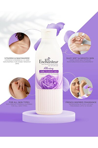 ENCHANTEUR Alluring Satin Smooth Perfumed Body Lotion - 250ml | With Aloe Vera & Olive Butter | Silk