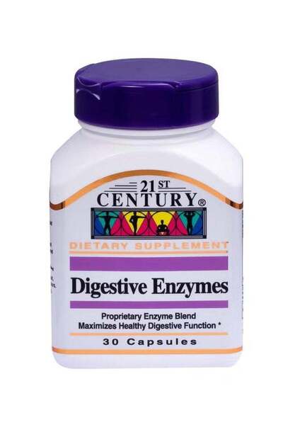 21st Century Digestive Enzymes Capsules For Healthy Digestive Function, Pack of 30's