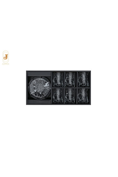 aljahwari طقم شاي غزاز كريستال 6 بيالات 6 صحون فاخر