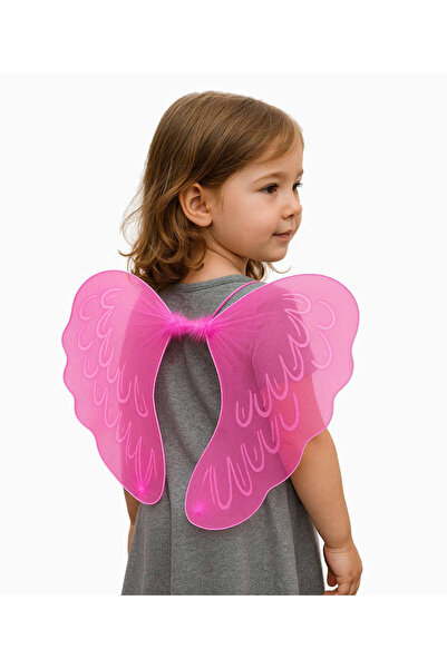 Generic Brand Xmpdby Pink Color Middle Pink Feathered Tulle Fairy Wing (18123...