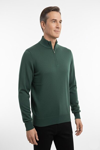 Mutlu City Men's Thin Wool Knitwear Knit Regular Fit Dad Zipper Half Turtleneck High Neck Sweater Blouse 5160