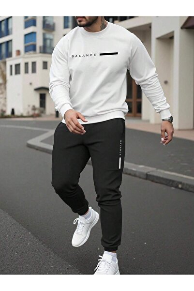 Flaubert -ملابس رياضية رجالية مطبوع قصة فضفاضة - طقم من قطعتين من السويت شيرت...