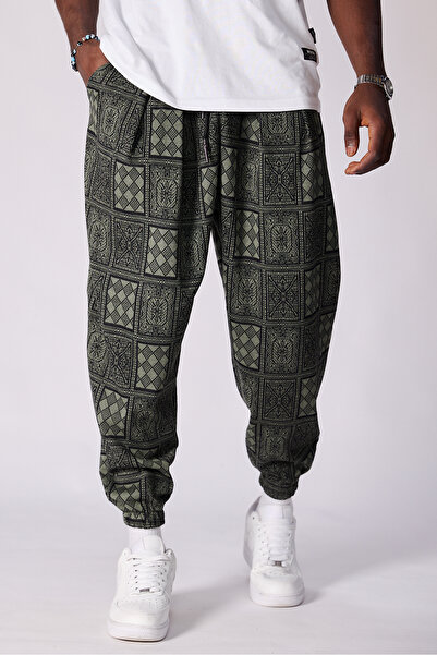 Superbluemexico Unisex Jakar Desenli Pileli Şalvar Pantolon