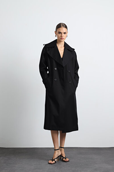 Mozto Orsay Black Maxi Trench Coat