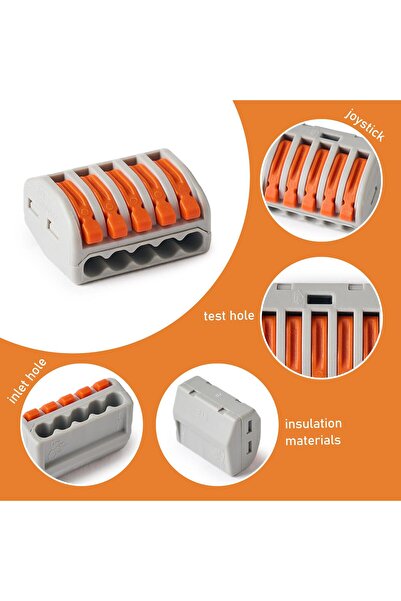 Onuvio Set de 100 conectori rapizi, terminale cu pârghie pentru instalare electrică cu 3 pini, tip 222-413