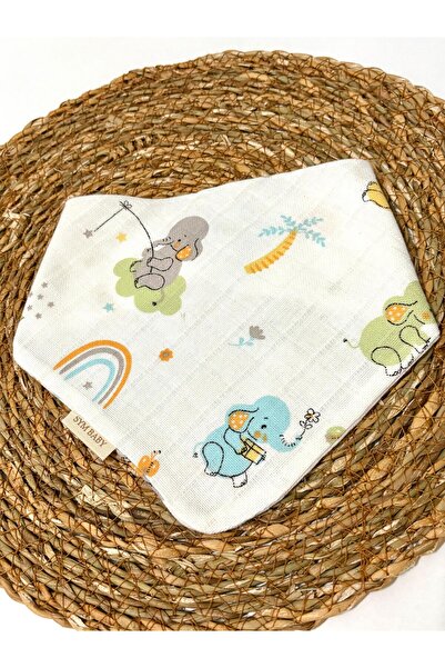 S.Y.M BABY مريلة أطفال من القطن الموسلين 100%، طبقة مزدوجة، مع زرين، وشاح مريلة للأطفال (40 سم)