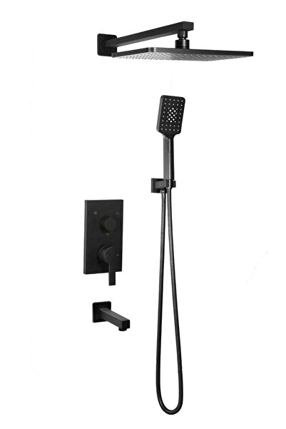 CREVO Siyah NERO Ankastre Duş Seti – 3 Yönlü Full Sistem | Sıva Altı Dahil | Uzun Ömürlü 15 Yıl Garanti