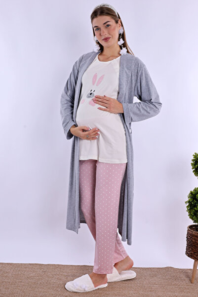 ByLohusa Effortt Pink Dressing Gown Maternity Pajama Set