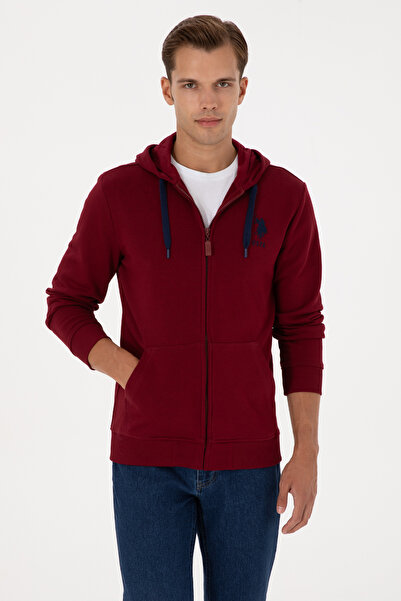 U.S. Polo Assn. Men's Zip Hoodie in Burgundy