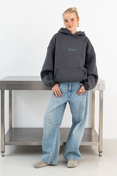 The Champ Clothing Γυναικείο φούτερ oversized με κουκούλα CHMP STUDIOS Smoked – με κουκούλα , 3 Thread Fleece, με τσέπη καγκουρό