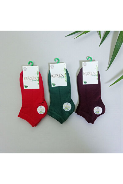 bglife جوارب بامبو بدون خياطة 3 أزواج أحمر-أخضر-بورجوندي