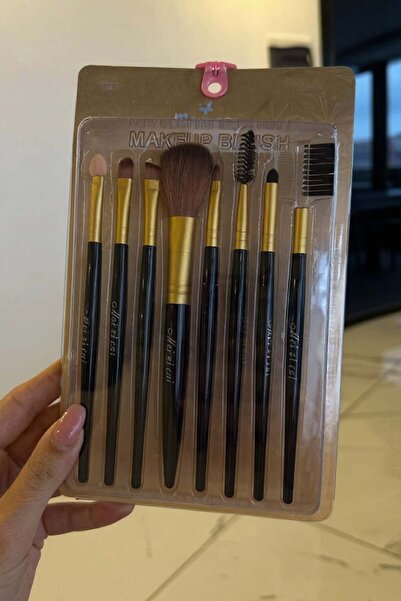 TAKIŞTIR 8-Piece Gold and Black Color Makeup Brush Set