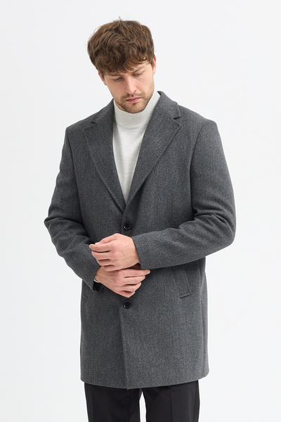 Frappoli Ανδρικό καπνιστό μπουφάν Grande με γιακά εφαρμοστό Cashmere Coat