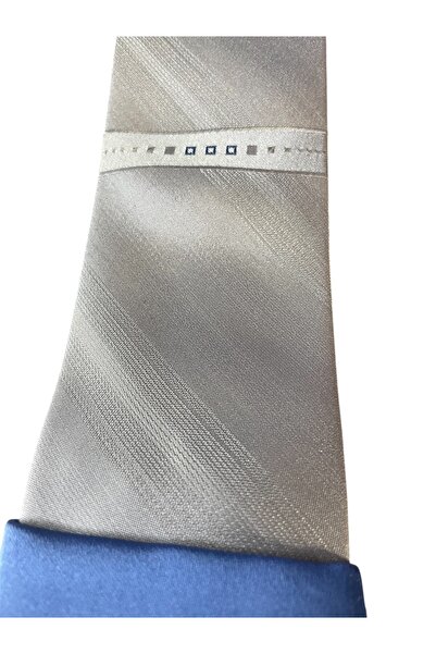 Ebrar Çeyiz Gray Blue Handkerchief Brand Tie Set