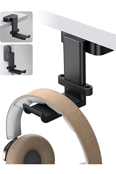 Lamicall Headphone Stand DH01 - 360° Rotation Adhesive Headset Hanger with Cable Organizer - Black
