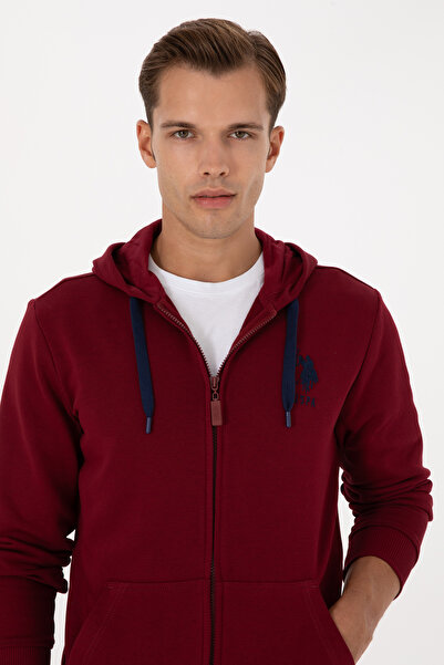 U.S. Polo Assn. Men's Zip Hoodie in Burgundy