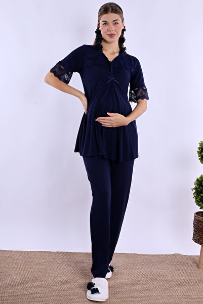 ByLohusa Effortt Navy Blue Maternity Pajama Set