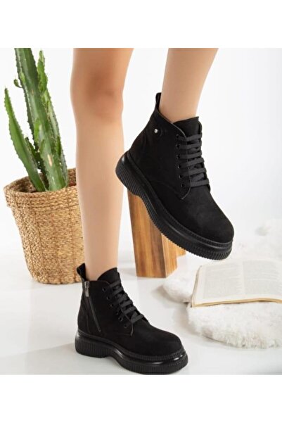 Erbilden Jiwa Siyah Süet Bağcıklı Bot