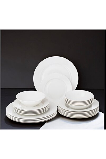 cc bin shihon Fine porcelain dinnerware set, pure white cream color, 24 pieces, for 6 people