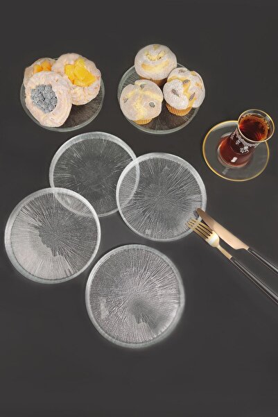ORTAKÖY CENNETİ Rayan 6-Piece Glass Cake Plate 16 cm - Original Product in Various Decorations