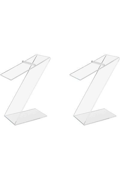 Slasa Clear Acrylic Shoe Riser Stand Z Shape Display Holder 7.6x20.9x15.5 cm Pack of 2