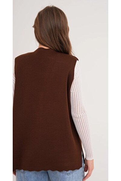 Fresh&Moda Women's Mother Plus Size Knitwear Plain Model Vest