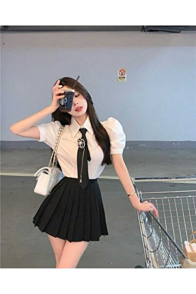 İsra Ayyıldız Moonstar Collection Pileli yüksek bel school cosplay etek