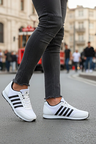 Dark Heel Erkek Beyaz Siyah Günlük Bağcıklı Sneaker Casual Rahat Yumuşak Taba...